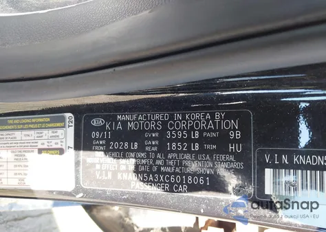 2012 Kia Rio5 Sx from USA, damaged, VIN KNADN5A3XC6018061
